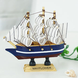 2Pcs Wooden Sailing Ship Model