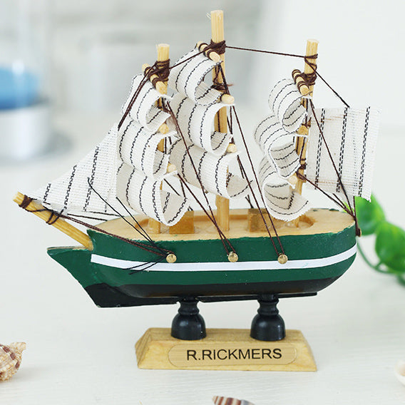 2Pcs Wooden Sailing Ship Model