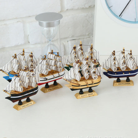 2Pcs Wooden Sailing Ship Model