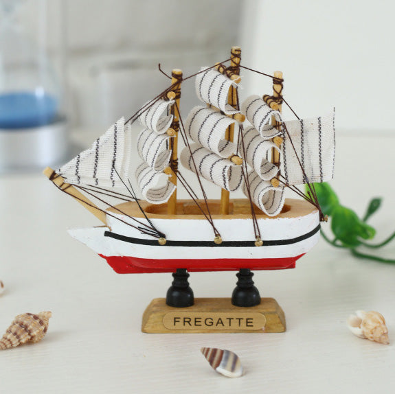 2Pcs Wooden Sailing Ship Model