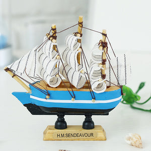 2Pcs Wooden Sailing Ship Model